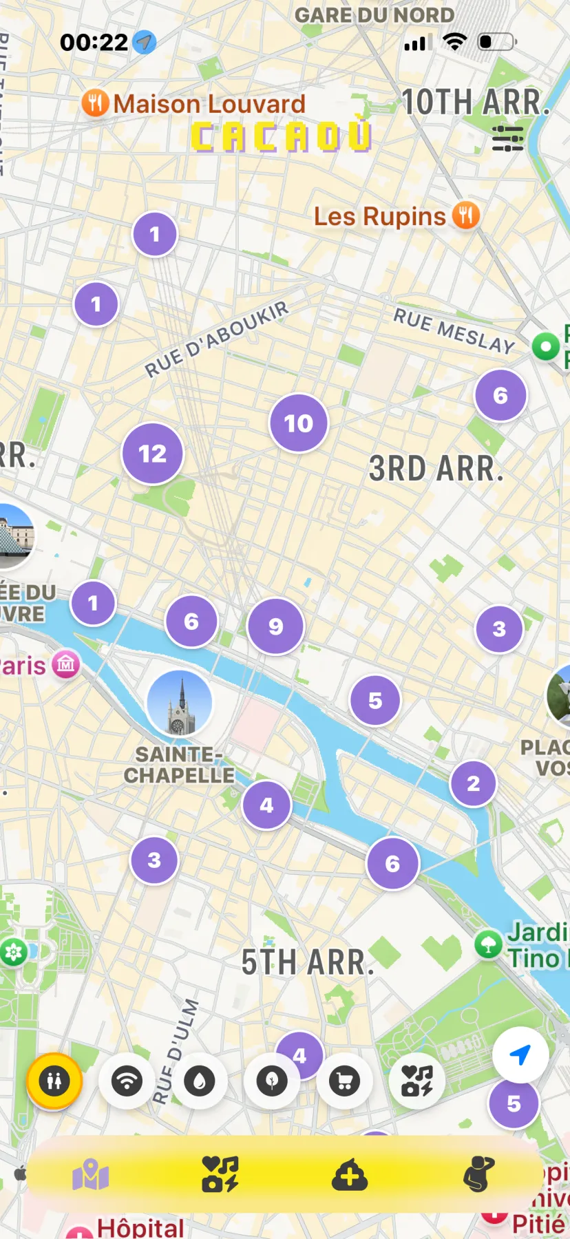 Carte des toilettes publiques